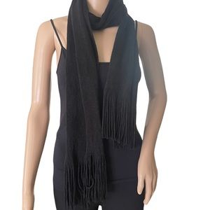 Long Black Fringed Scarf  11”x72”